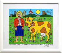 PRODÁNO.   František R.Čech - Setkání političky se sestrou - signovaný umělecký tisk v rámu